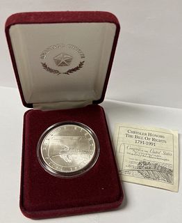 1791-1991 Chrysler Honors 1 ozt .999 Fine Silver