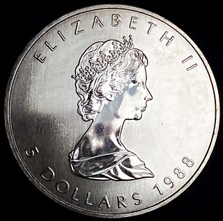 1988 Canada $5 Maple Leaf 1 ozt .9999 Silver
