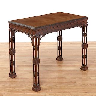 Gothic Revival carved mahogany side table