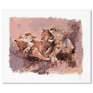 Mark King (1931-2014), "Lioness & Her Cubs" Limited Edition Serigraph, Numbered and Hand Signed with Letter of Authenticity.