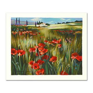 Yuri Dupond, "Red Meadow" Limited Edition Serigraph, Numbered and Hand Signed with Certificate of Authenticity.