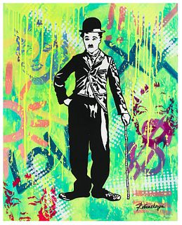 Nastya Rovenskaya- Original Oil on Canvas "Chaplin in Green"