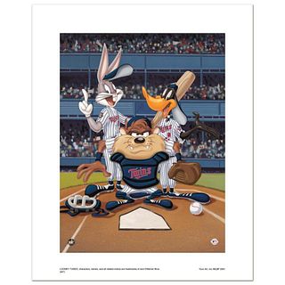 "At the Plate (Twins)" Numbered Limited Edition Giclee from Warner Bros. with Certificate of Authenticity.