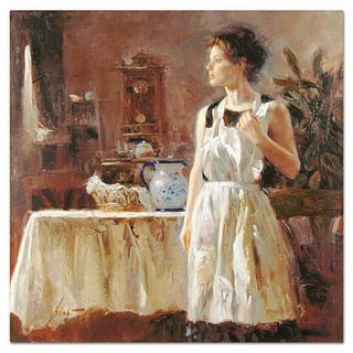 Pino (1939-2010), "Sunday Chores" Artist Embellished Limited Edition on Canvas, CP Numbered and Hand Signed with Certificate of Authenticity.