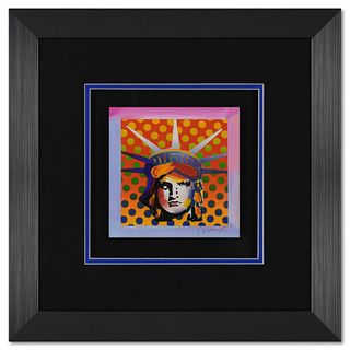 Peter Max, "Liberty Head" Framed Limited Edition Lithograph, Numbered and Hand Signed with Certificate of Authenticity.
