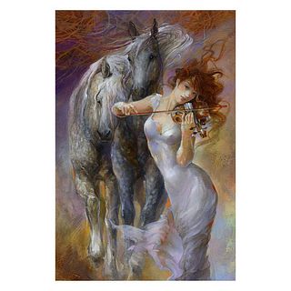 Lena Sotskova, "Charmed" Hand Signed, Artist Embellished Limited Edition Giclee on Canvas with COA.