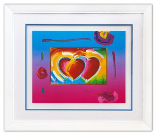 Peter Max- Original Lithograph "Two Hearts on Blends"