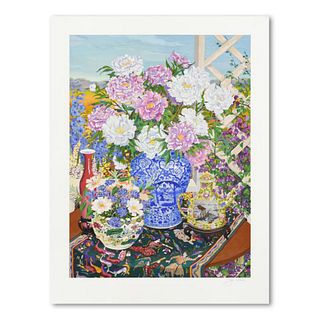John Powell, "Peonies" Limited Edition Serigraph, Numbered 9/300 and Hand Signed with Letter of Authenticity.