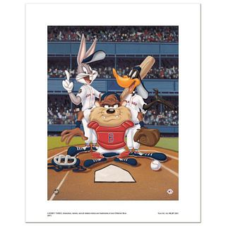 "At the Plate (Red Sox)" Numbered Limited Edition Giclee from Warner Bros. with Certificate of Authenticity.