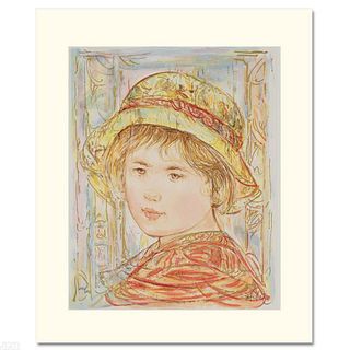 "Lemual" Limited Edition Serigraph by Edna Hibel (1917-2014), Numbered and Hand Signed with Certificate of Authenticity.