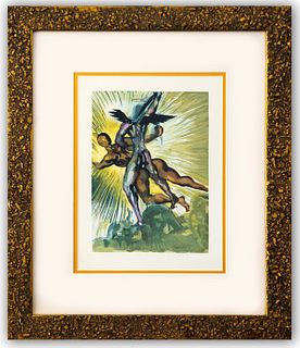Salvador Dali- Original Color Woodcut on B.F.K. Rives Paper "Purgatory 8"