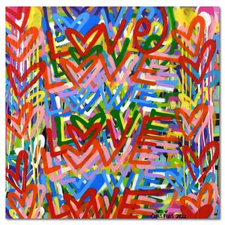 Chris Riggs, "Love" Original Spray Paint Painting on Gallery Wrapped Canvas, Hand Signed with Letter of Authenticity.