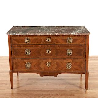 Louis XVI marble top parquetry commode