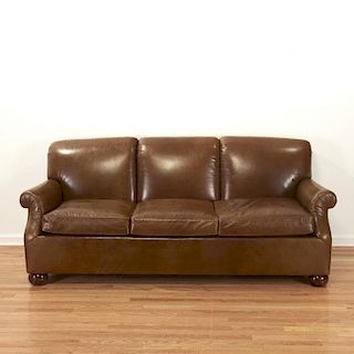 Nice Ralph Lauren style leather library sofa