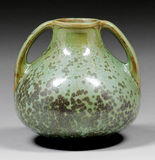 Fulper Pottery Two-Handled Leopardskin Vase c1910s