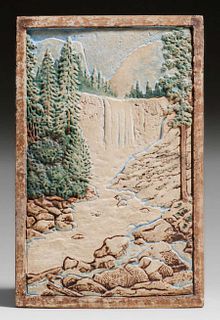 Claycraft - Los Angeles Yosemite Vernal Falls Scenic Tile c1920s