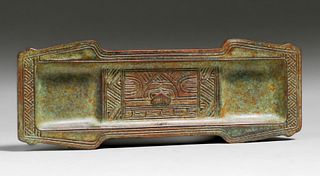 Jennings Brothers - Bridgeport, CT American Indian Pattern Bronze Pen Tray c1910s