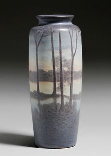 Rookwood Pottery E.T. Hurley Scenic Vellum Vase 1909