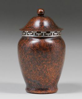 Heintz Sterling on Bronze #2680 Covered Vase c1915