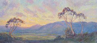 Clyde Leon Keller Painting Golden Sunset c1920