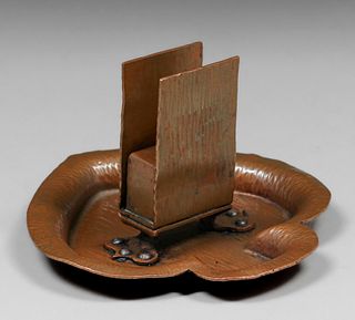 Joseph Heinrichs Hammered Copper Spade-Shaped Smoker's Tray c1905