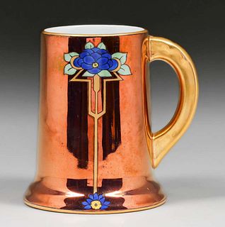 American Arts & Crafts Hand-Decorated Limoge Porcelain Mug c1910