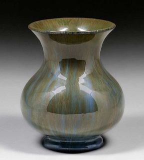 Fulper Pottery Olive Blue Flambe Flared Vase c1910s