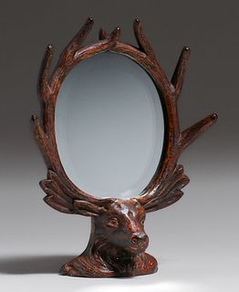 Arts & Crafts Period Brass Antler Form Mirror c1920s