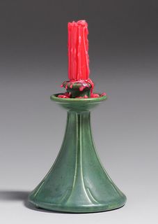 Weller Pottery Matte Green Candlestick c1910s