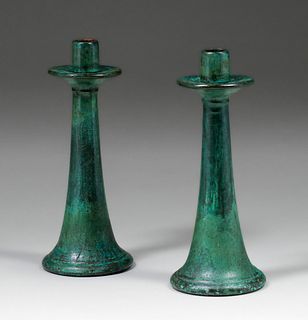 Clewell Copper-Clad Candlesticks c1910