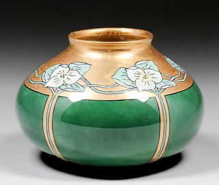 American Arts & Crafts Hand-Decorated Austrian Porcelain Vase 1912
