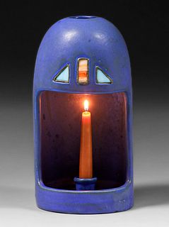 Fulper Pottery #1000 Leaded Glass Canopy Candle Holder c1910