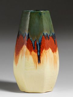 Fulper Pottery Seven-Sided Flambe Vase c1910s