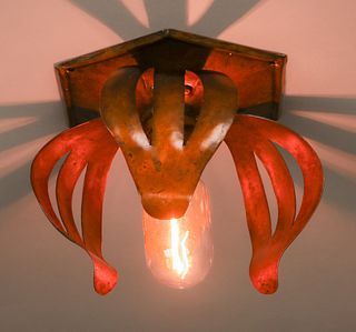 Lillian Palmer Hammered Copper Cutout Ceiling Light c1909