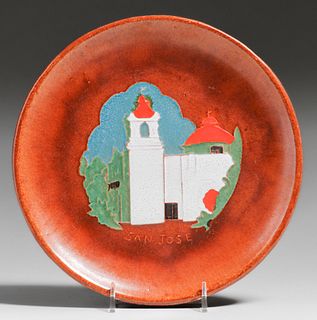 San Jose Pottery - San Antonio, Texas Mission San Jose Plate c1930s