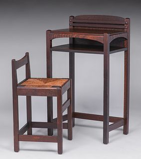 Early Limbert Telephone Stand & Matching Chair c1902-1904