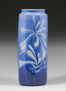 Weller Tall Blue Louwelsa Vase c1900