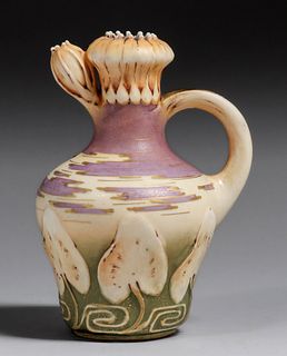 Amphora Pottery Lily Pad Decorated Pitcher c1900