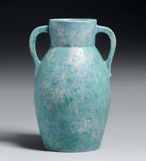 Roseville Pottery Blue Carnelian II Two-Handled Vase c1920s