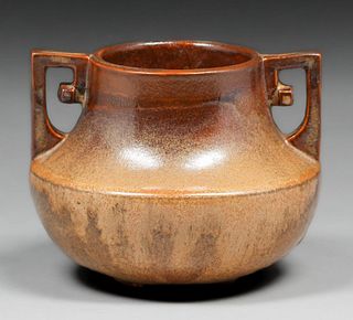 Fulper Pottery Two-Handled Copperdust Vase c1910