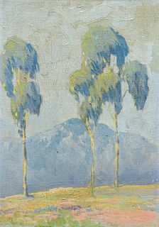 Old California Painting Eucalyptus Trees c1910s