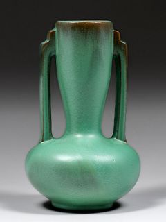 Catalina Island Matte Green Two-Handled Vase c1930