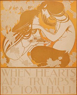 Will H. Bradley <em>When Hearts are Trumps by Tom Hall</em>Color Litho 1894