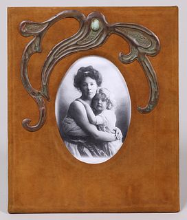 Elizabeth Eaton Burton Leather & Hammered Copper Picture Frame