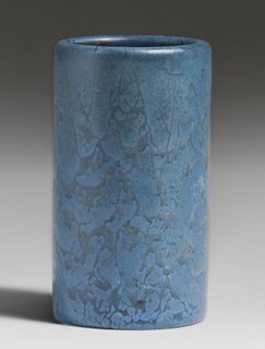 Hampshire Pottery Matte Blue Cylinder Vase c1910