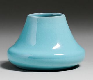 California Faience Turqiouse Blue Squat Vase c1920s