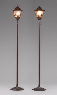 Handel Pair of Standing Torchiere Floor Lamps c1910s