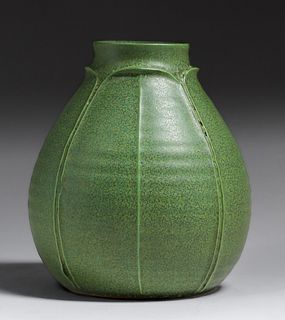 Contemporary Art Clay Shop Matte Green Grueby Style Vase c2000