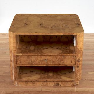 Pace style burl wood, chrome side table