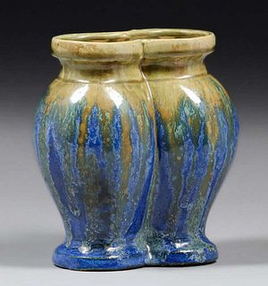 Denbac Pottery French Flambe Double Gourd Vase c1905